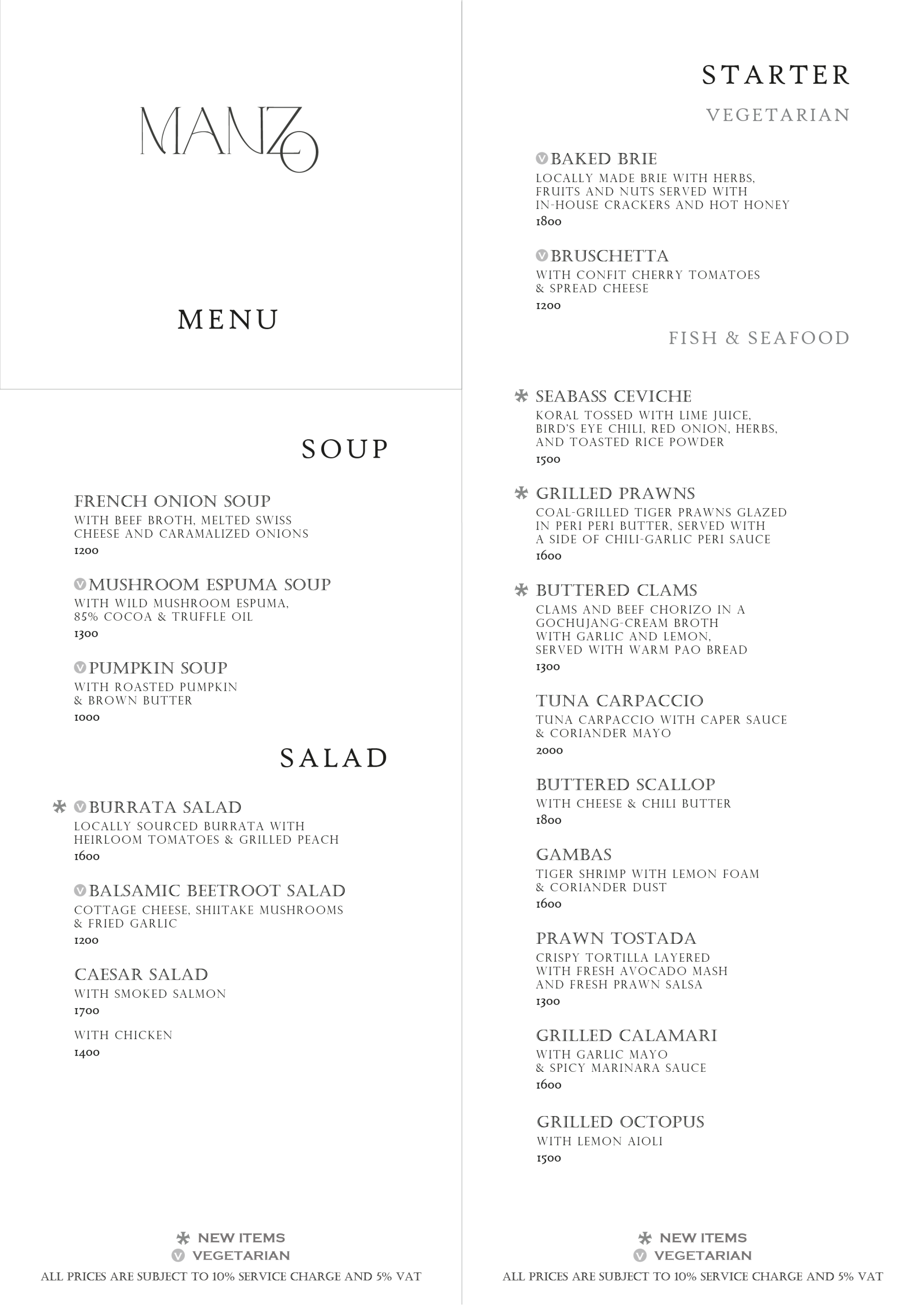 Ala-Carte Dinner Menu 08-01-26-01