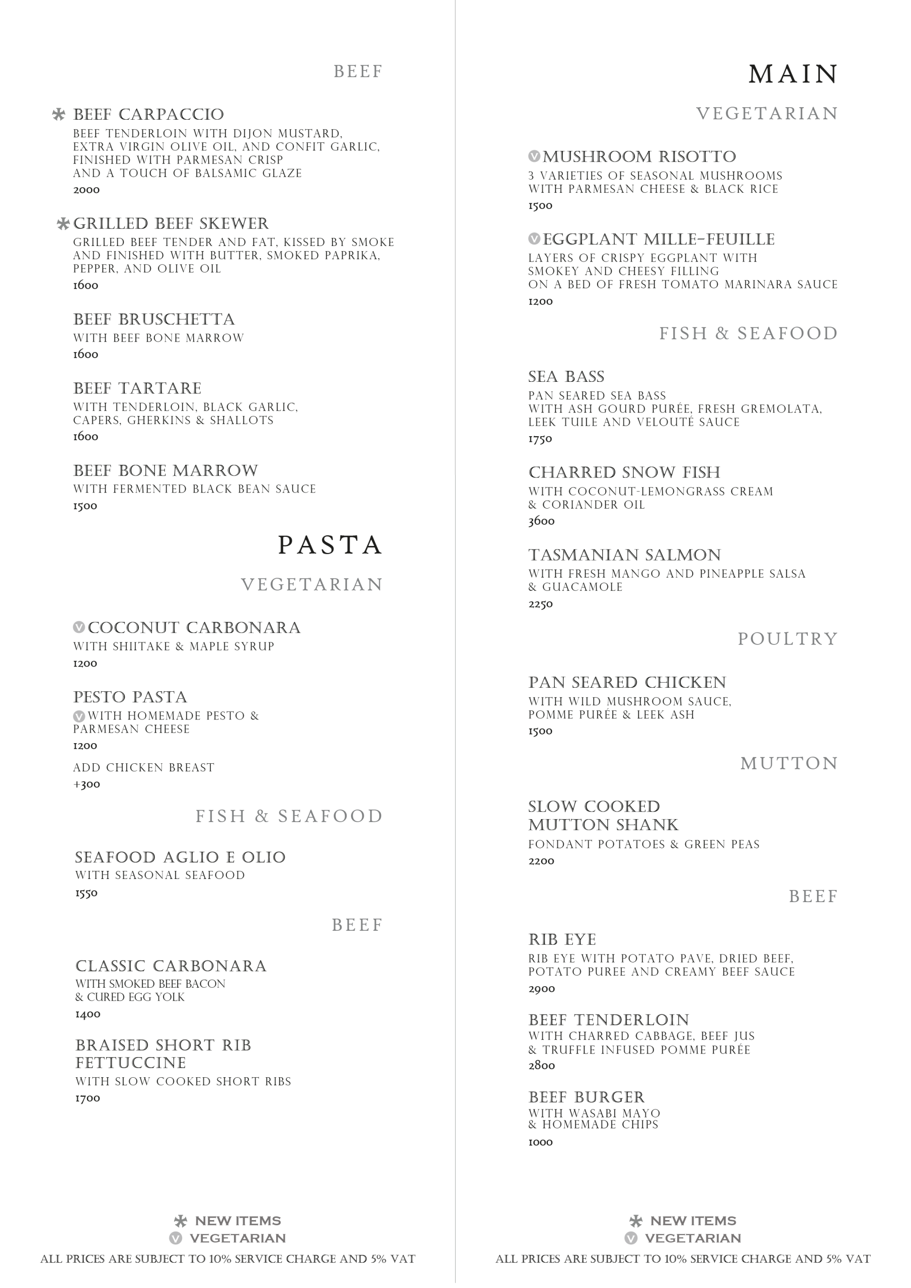 Ala-Carte Dinner Menu 08-01-26-02